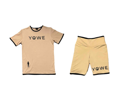 Tan YOWE T-Shirt & Biker Shorts Set