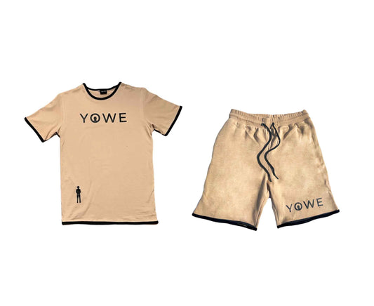Tan YOWE T-Shirt & Shorts Set